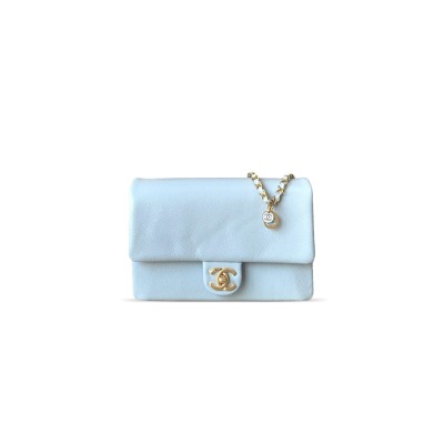 CHANEL MASTER SMALL FLAP BAG GRAINED SHINY CALFSKIN & GOLD-TONE METAL AS5186 (23*15*8cm)